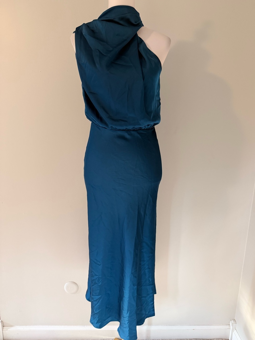 Petal & Pup Anabelle Teal Satin Halter Midi Dress XS NWOT